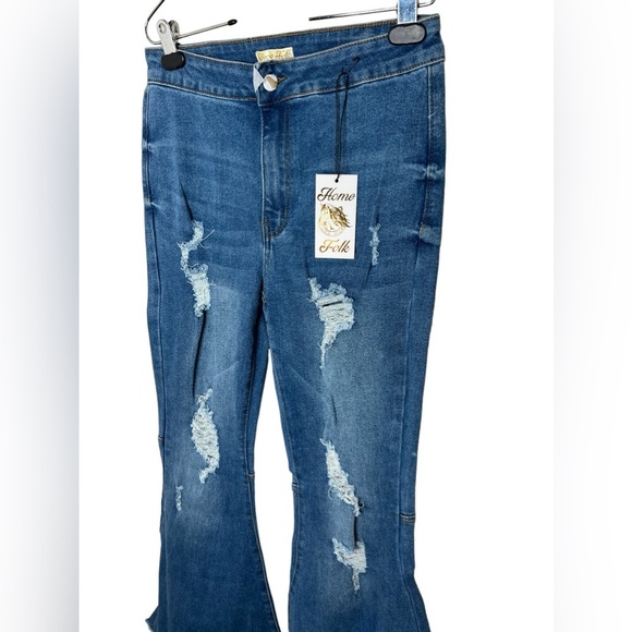 Home Folk Dallas Distressed Women's Light Wash Blues
Flare Jeans - Picture 6 of 10